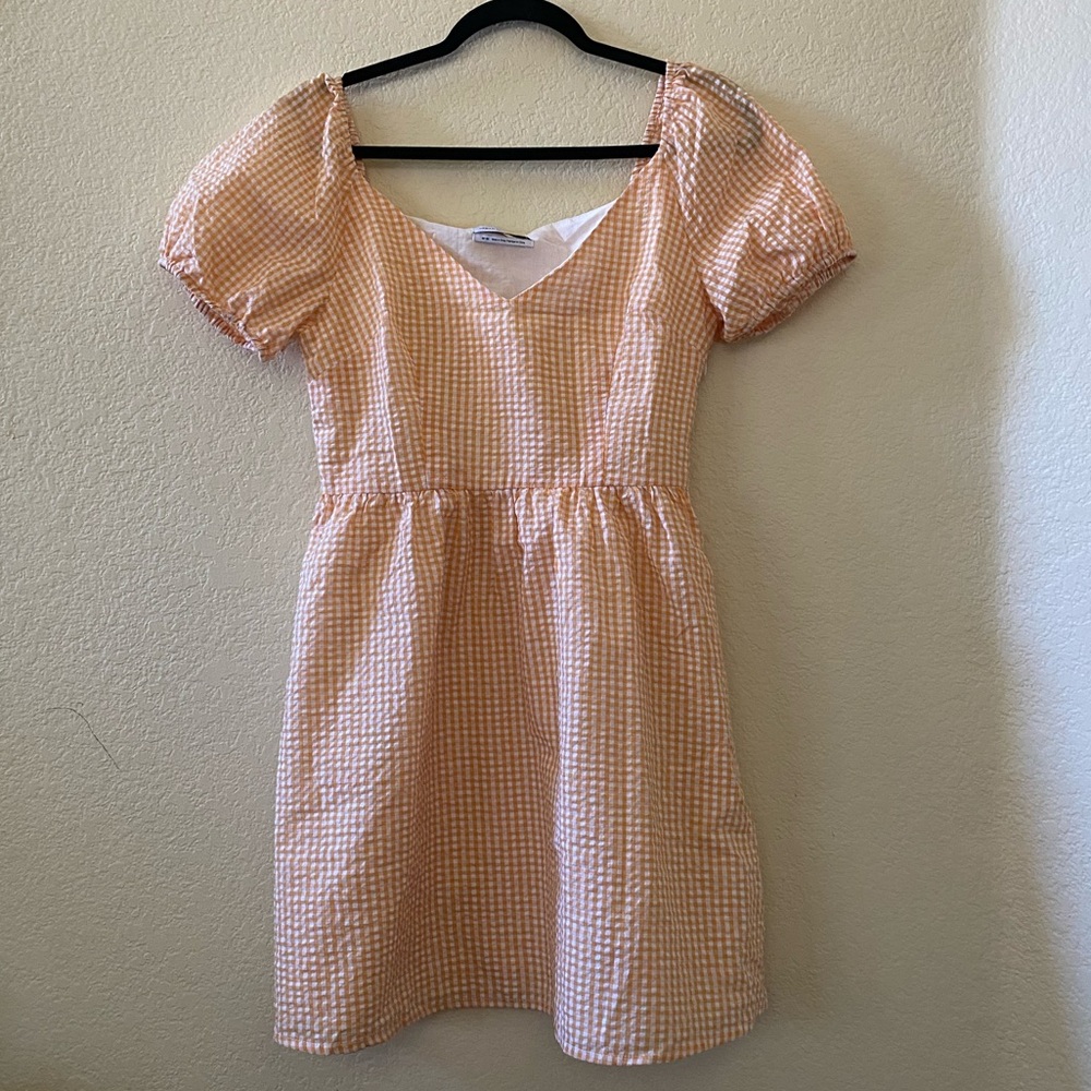 Urban Outfitters orange and white Gingham dress